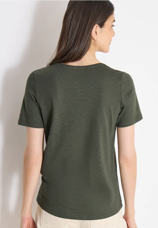Basic Shirt met ronde hals khaki