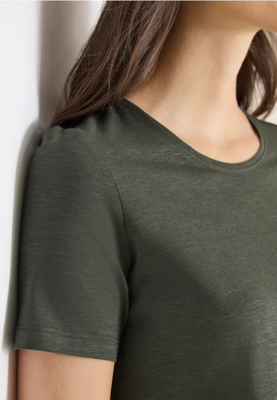 Basic Shirt met ronde hals khaki