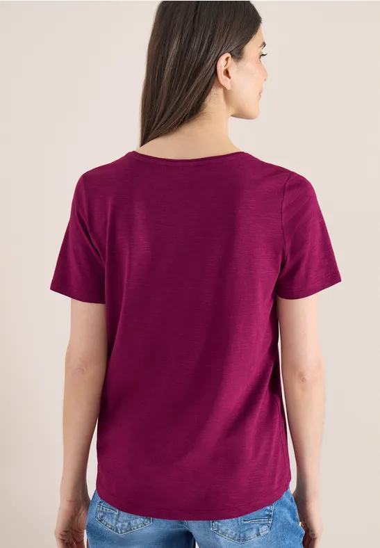 Basic T-Shirt mit Rundhals magenta purple