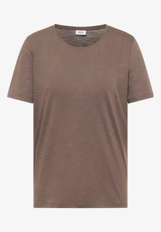 Basic T-Shirt mit Rundhals urban taupe