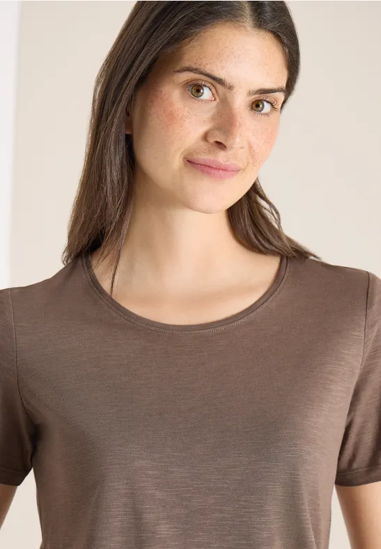 Basic T-Shirt mit Rundhals urban taupe