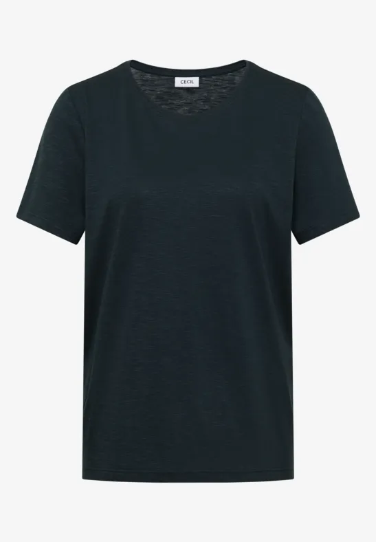 Basic T-Shirt mit Rundhals deep petrol blue