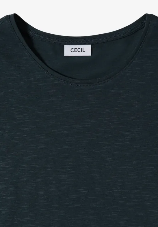 Basic T-Shirt mit Rundhals deep petrol blue