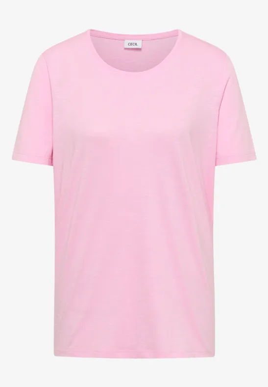 Basic Shirt met ronde hals light blush rose