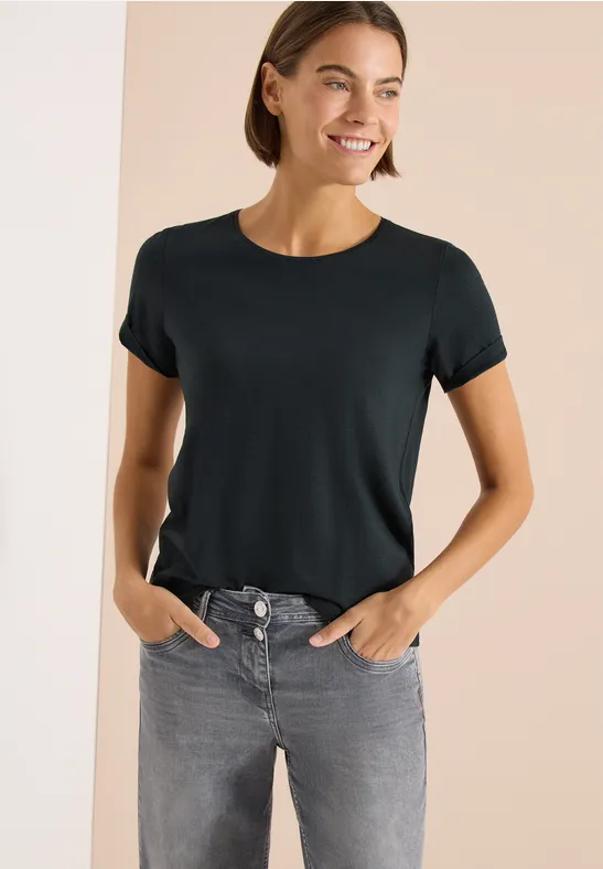 Basic T-Shirt mit Rundhals palm breeze green