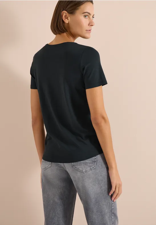 Basic T-Shirt mit Rundhals palm breeze green