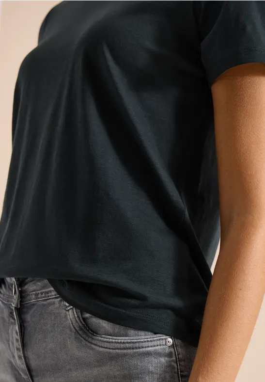Basic T-Shirt mit Rundhals palm breeze green