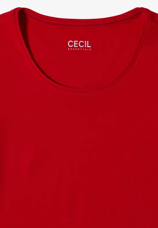 Rotes Rundhals-T-Shirt mit Cecil-Logo