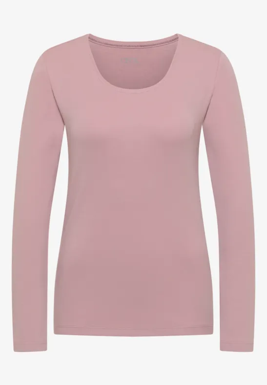 Basic shirt met lange mouwen en ronde hals velvet rose
