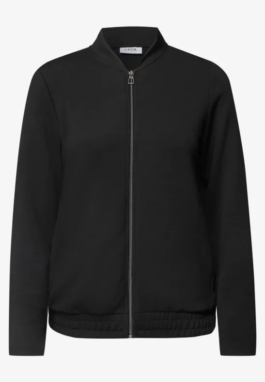 Veste bomber noire zippée avec ourlet élastique