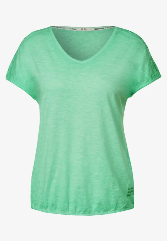 T-shirt in gewassen look fresh green
