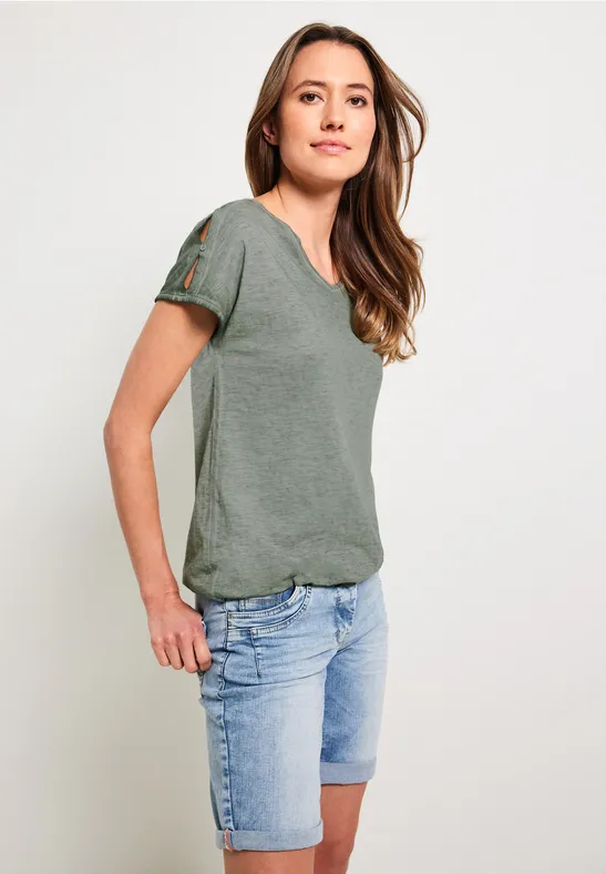 T-shirt aspect délavé sporty khaki