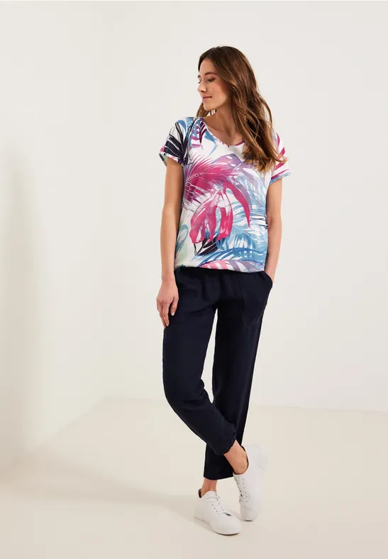 TOS AOP Cold Shoulder vanilla white