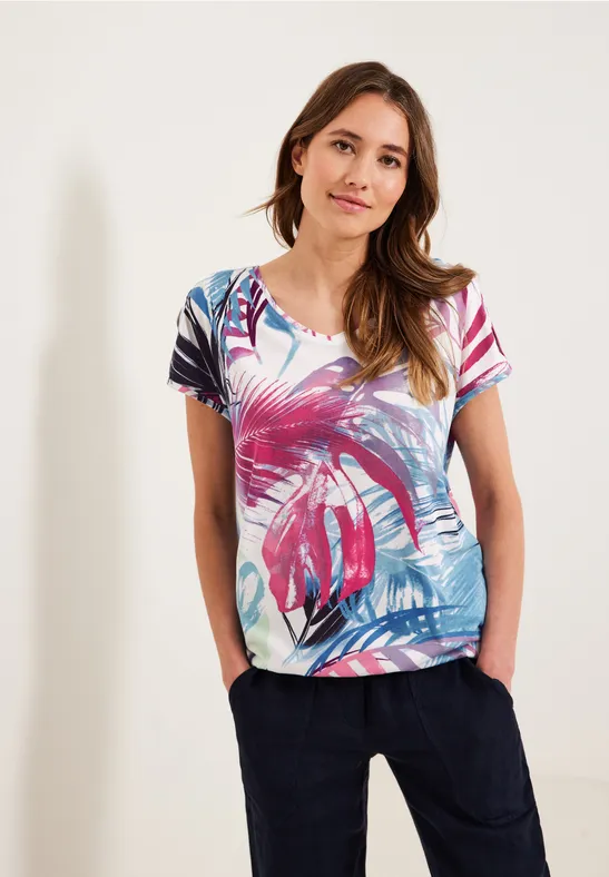 TOS AOP Cold Shoulder vanilla white