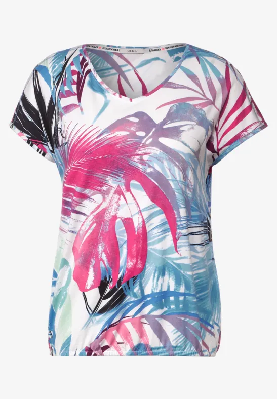 TOS AOP Cold Shoulder vanilla white