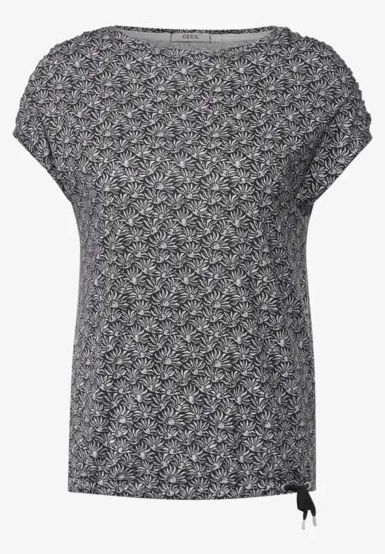 T-Shirt mit Smock Schultern carbon grey