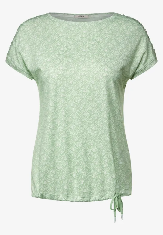 T-Shirt mit Smock Schultern fresh salvia green