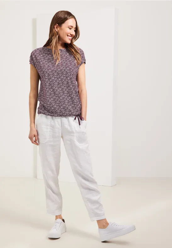 T-Shirt mit Smock Schultern wineberry red