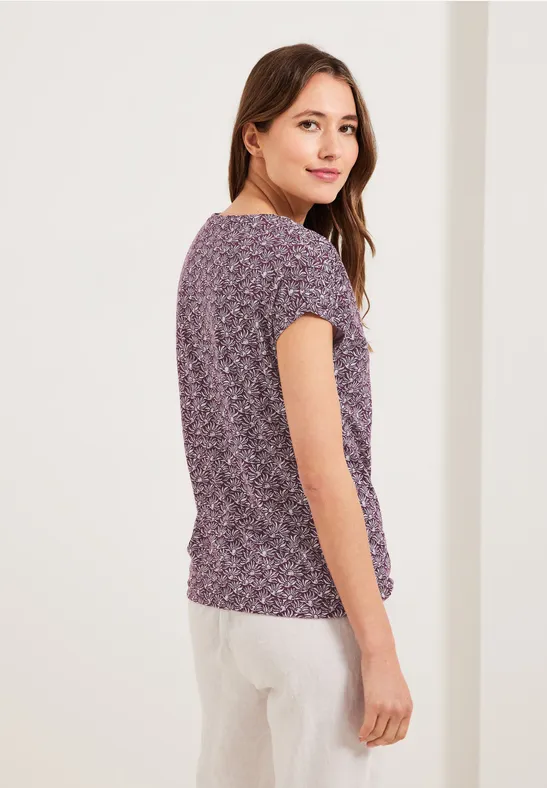 T-Shirt mit Smock Schultern wineberry red