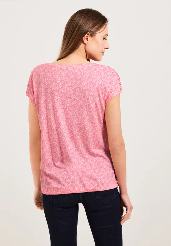 T-shirt avec smocks aux épaules soft pink