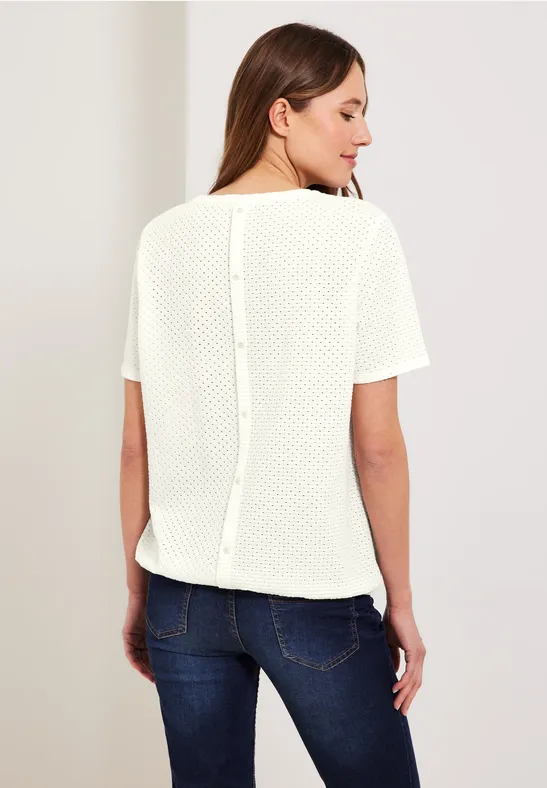 T-Shirt im Ajour Look vanilla white
