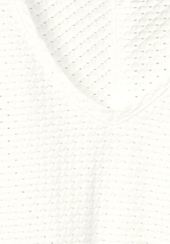 T-Shirt im Ajour Look vanilla white