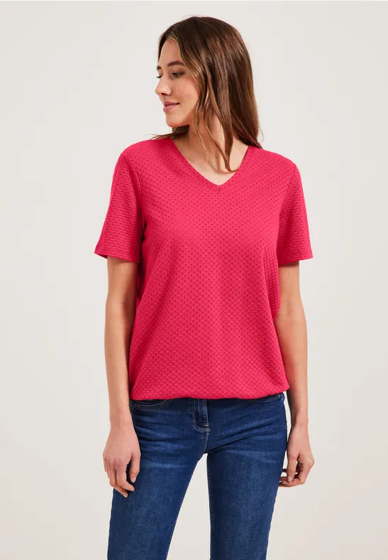 T-Shirt im Ajour Look strawberry red