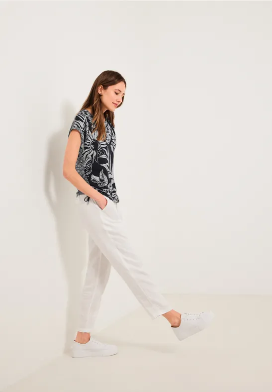 T-Shirt mit Blätterprint carbon grey