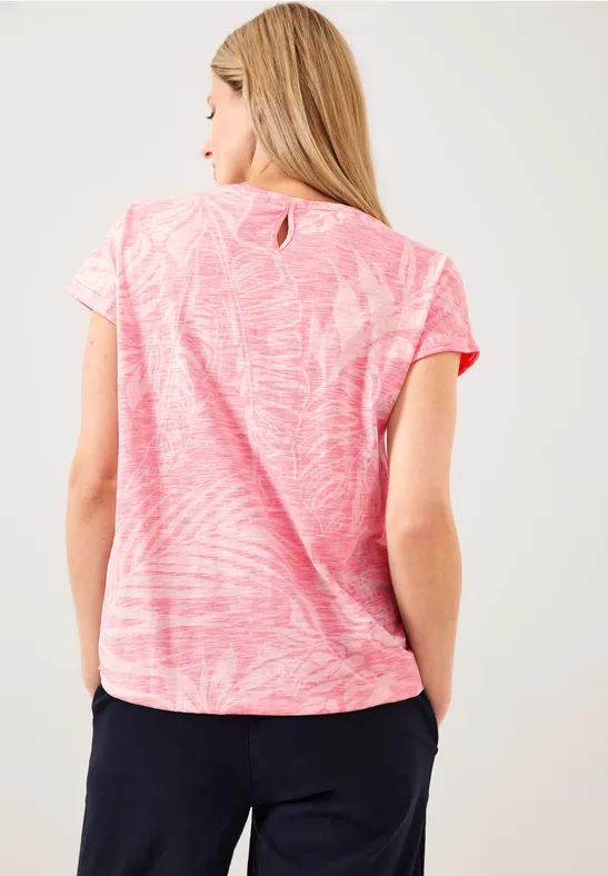 T-Shirt mit Blätterprint soft pink