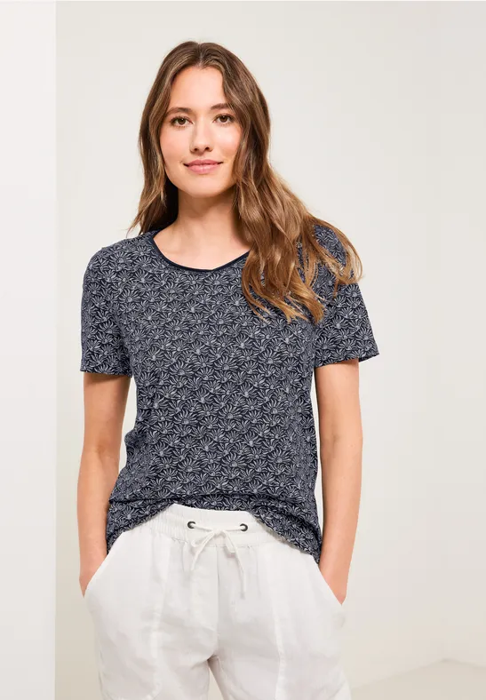 T-shirt met onopvallende print deep blue