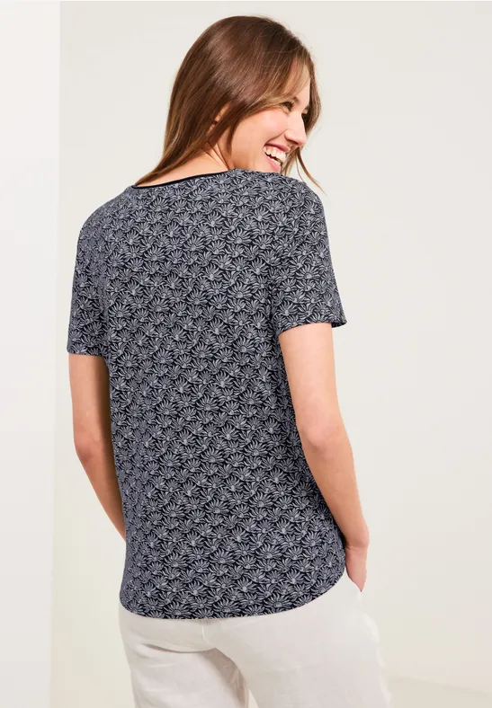 T-shirt met onopvallende print deep blue