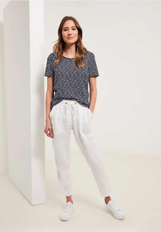 T-shirt met onopvallende print deep blue