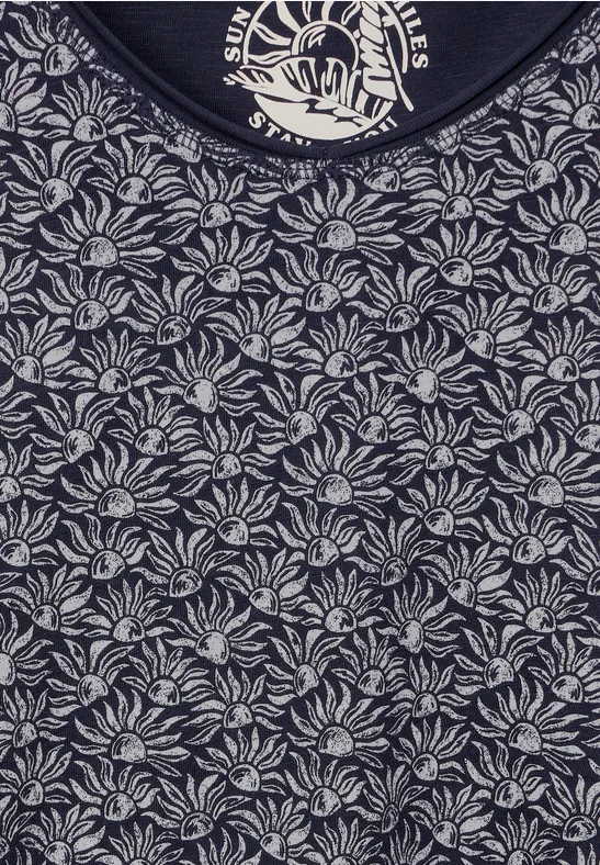 T-shirt met onopvallende print deep blue