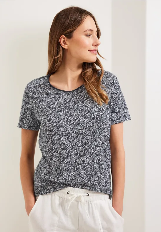 T-shirt met onopvallende print carbon grey