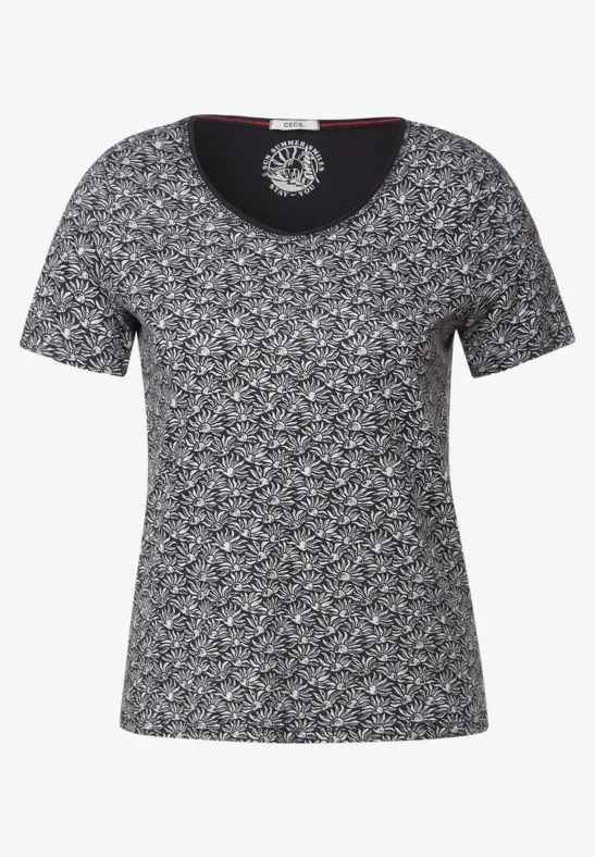 T-shirt met onopvallende print carbon grey