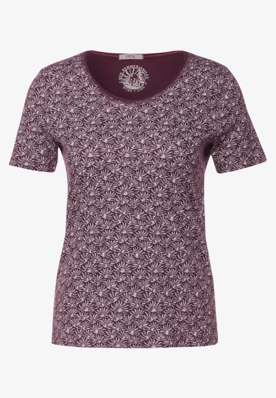 T-shirt met onopvallende print wineberry red
