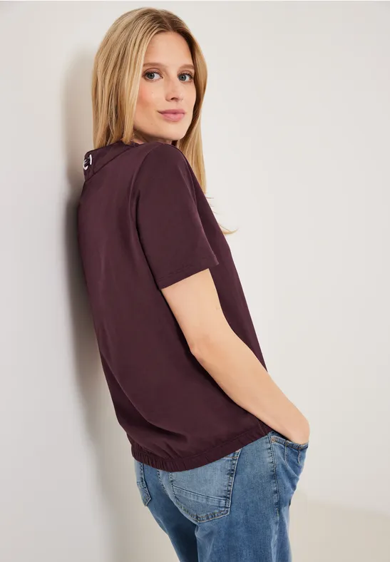 Shirt met band met trekkoord met print wineberry red