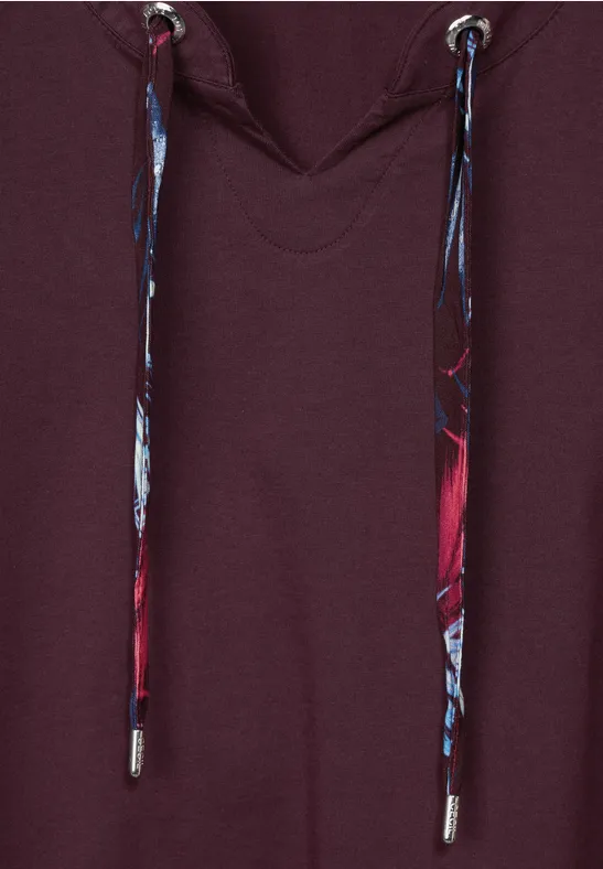 Shirt met band met trekkoord met print wineberry red