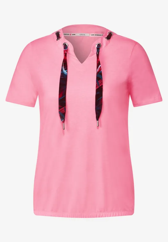 T-shirt avec cordon coulissant imprimé soft pink