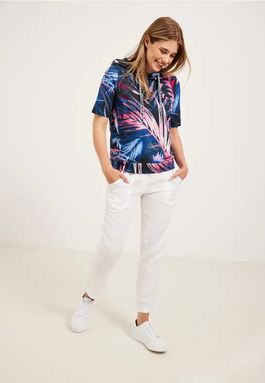 Blätterprint Hoodie Shirt carbon grey