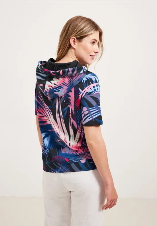 Blätterprint Hoodie Shirt carbon grey