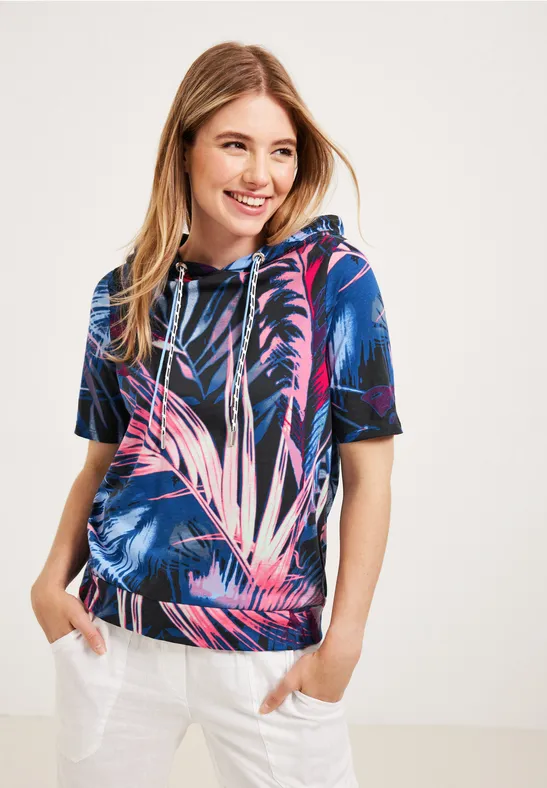 Blätterprint Hoodie Shirt carbon grey