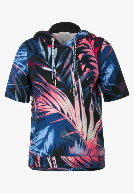 Blätterprint Hoodie Shirt carbon grey