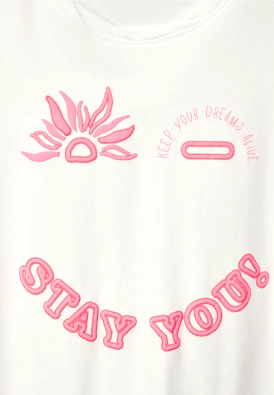 T-shirt à imprimé photo smiley vanilla white