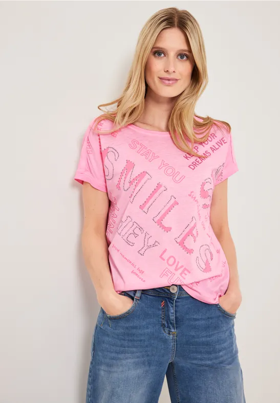 Wording Print T-Shirt soft neon pink
