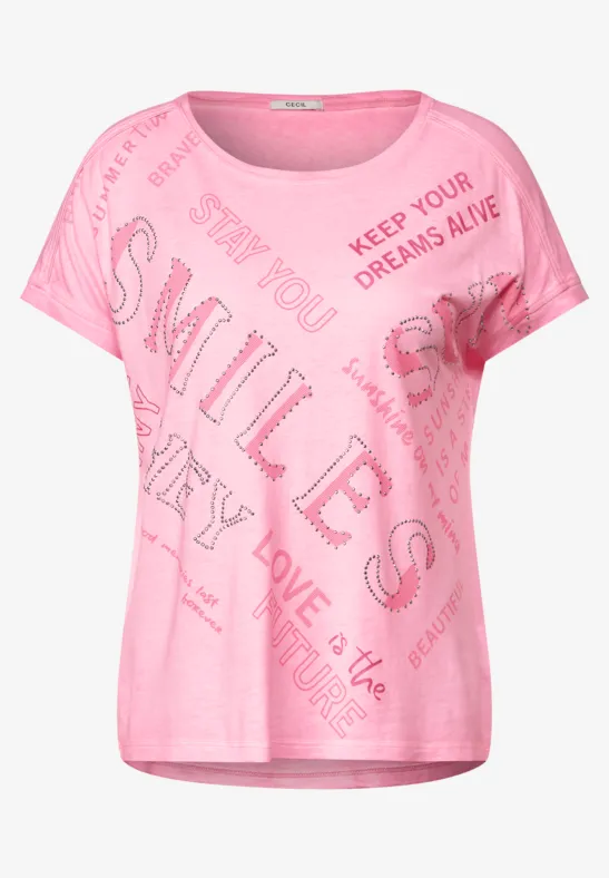 Wording Print T-Shirt soft neon pink