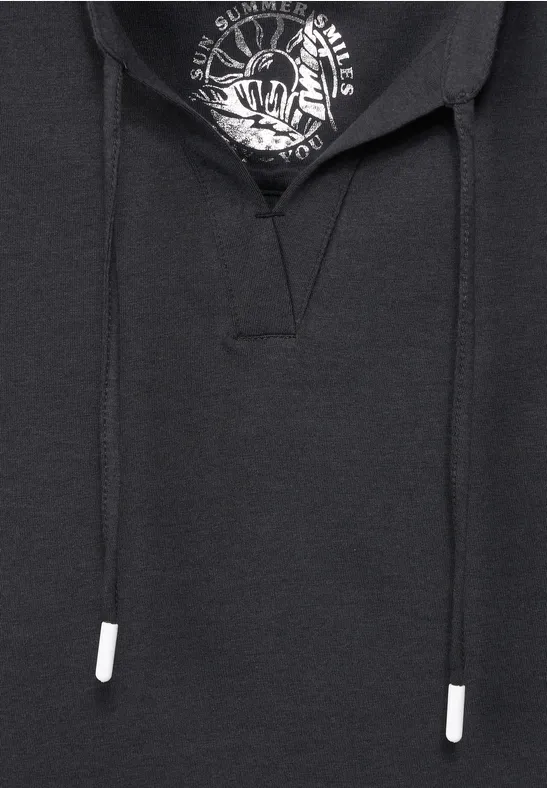 Top mit Stickereidetail carbon grey