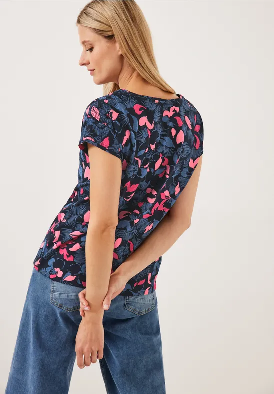 T-shirt à imprimé floral deep blue