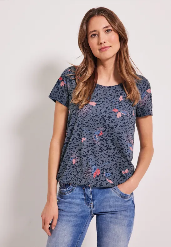 T-shirt met burnout-print deep blue