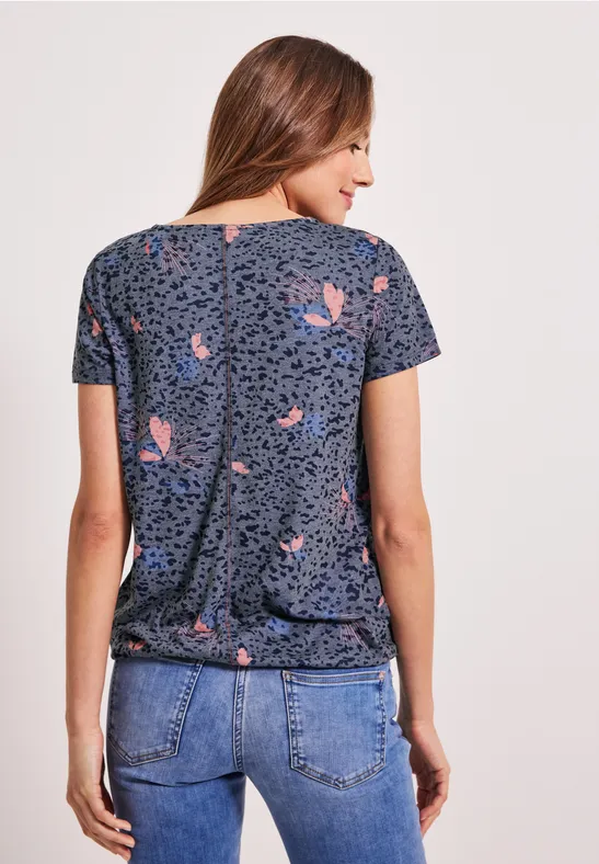 T-shirt met burnout-print deep blue